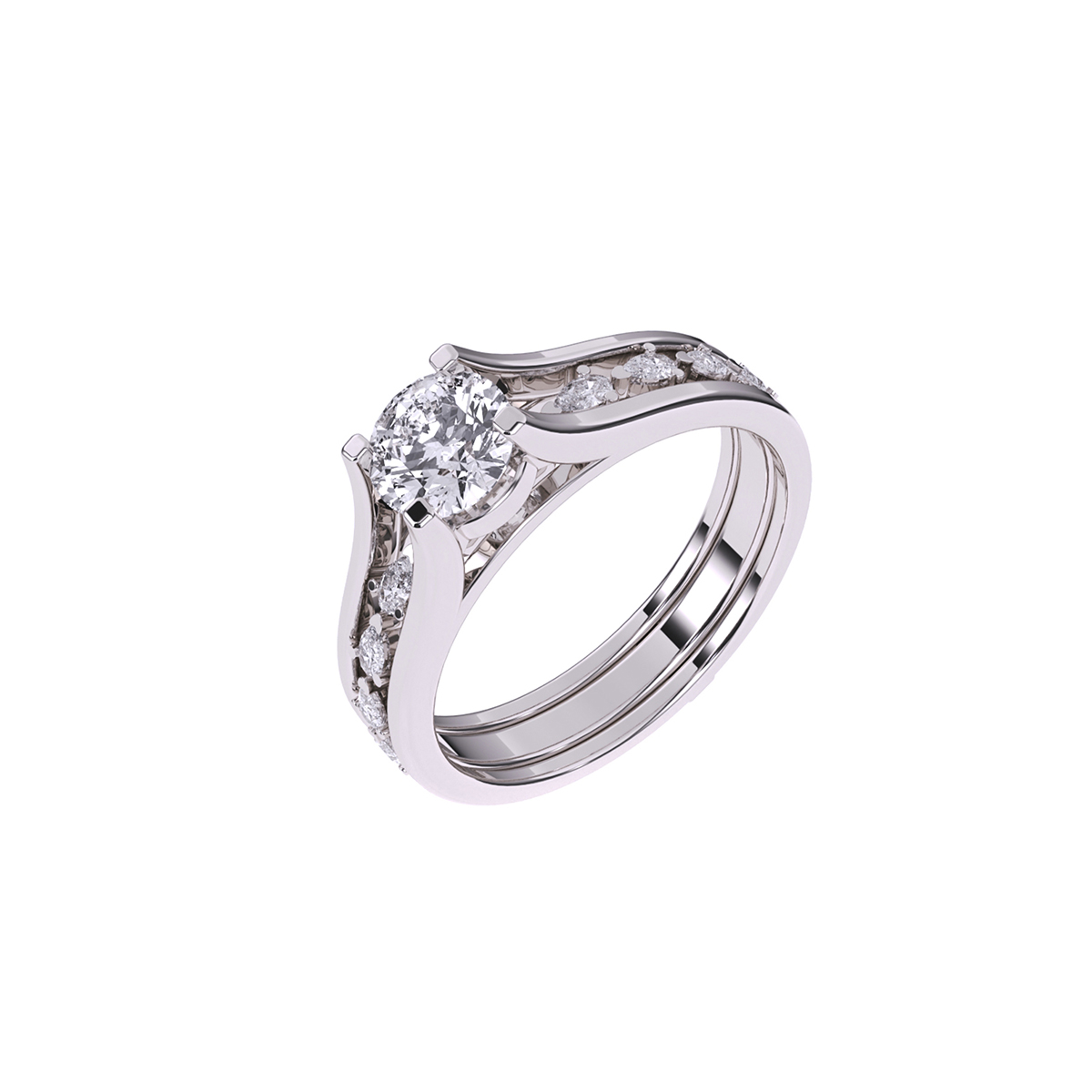Designer Solitaire With Accent Diamond Ring